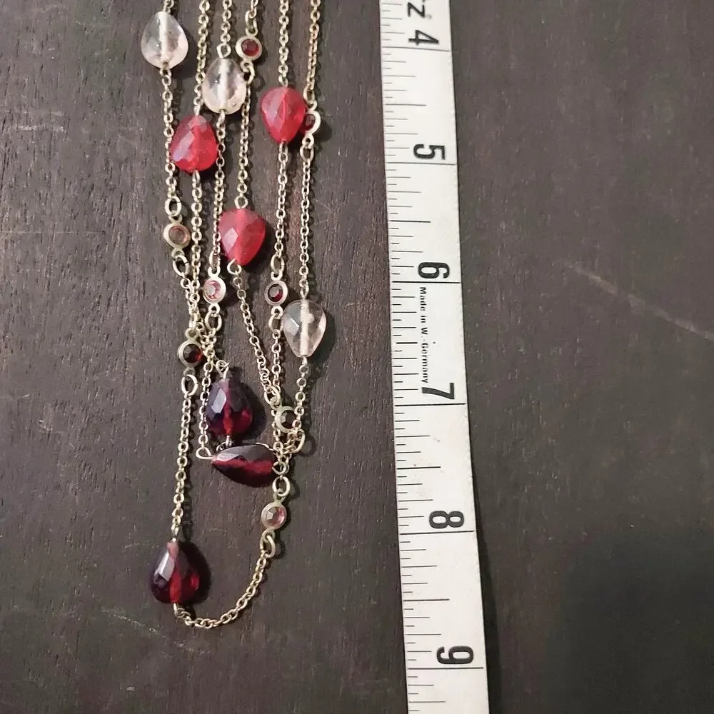 Red Beaded Layered Necklace - Picture 5 of 5